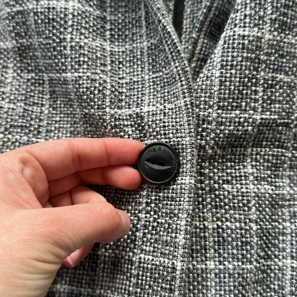Rag & Bone Ames Deconstructed Check Cotton Relaxed Fit Blazer